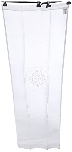 Home Fashion 023/715 – 0105 180 x 0060 cm Adornos de puerta Estructura de lino bordado, plástico, blanco, 180 x 60 cm