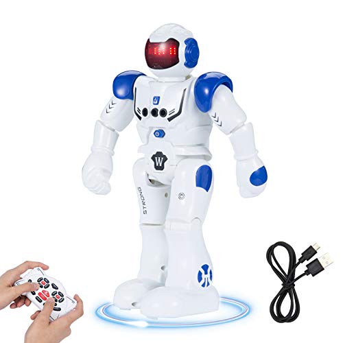 SUNNOW Robot Toy Programación Inteligente Control de Gestos Robots Multifuncionales Robot de Control de Radio Recargable, Juguete Ideal para Niños (Azul)