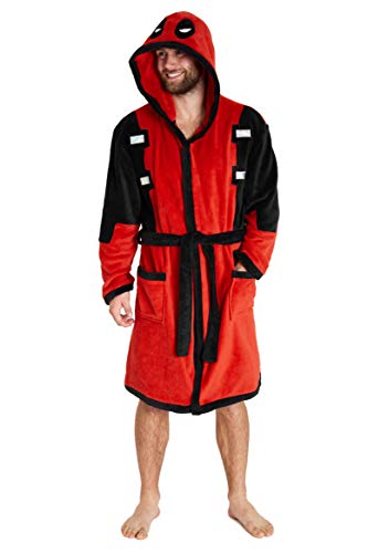 Albornoz de Deadpool para hombre, albornoz de invierno para hombre, albornoz con capucha, regalos para hombres y adolescentes, talla XS-2XL (rojo, M)