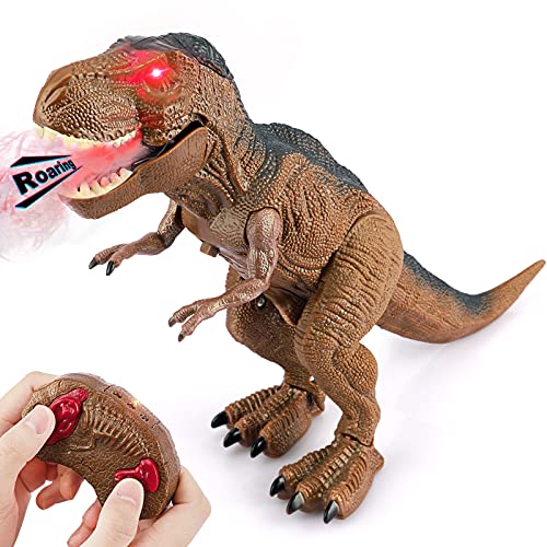Dinosaur Toys Baztoy, Dinosaurio a control remoto con movimiento, Ruggito leggero e realistico, Giocattolo radiocomandato per Ragazze 2 3 4 5 6 7 8 9 10 Anni, Animali Giocattoli per Regali di Compleanno
