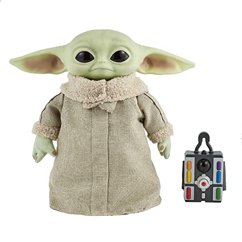 Peluche Mandalorian Star Wars Baby Yoda - Sonidos y Movimiento - Suave con Base Robusta - 28cm - Regalo para Adultos y Niños 3+