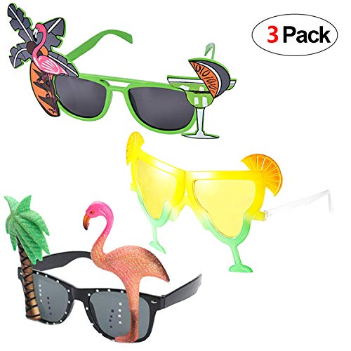 HOWAF 3 pares de gafas de sol divertidas para fiestas tropicales, gafas de fiesta hawaianas Luau, máscaras de verano, accesorios para fiestas en la playa, bodas, fiestas de cumpleaños, carnaval, viajes, disfraces de fiesta