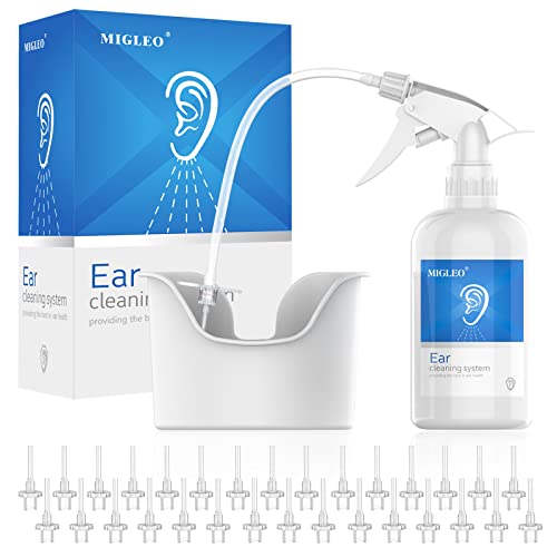Kit de limpieza de oídos, limpiador de oídos BVN, alivia el dolor de oído, bloqueado, picazón, incluye botella de lavado de oídos, lavabo para oídos, 30 piezas de puntas blandas desechables