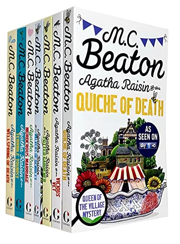 MC Beaton Agatha Raisin Series 1-7 Collection 7 Books Set (Quiche of Death, Vicious Vet, Potted Gardener, Walkers of Dembley, Murderous Marriage, Terrible Tourist, Wellspring of Death)