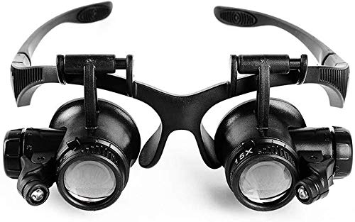 J-Love Lupa Tecnología moderna Lupa binocular montada en la cabeza Limpiaparabrisas negro 15x 20x 10x 25x