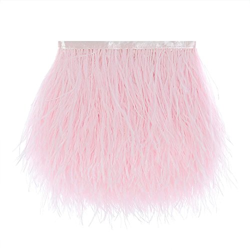 CENFRY Paquete de 2 yardas con flecos de plumas de avestruz para decoración de disfraces para costura de vestidos (rosa pálido)