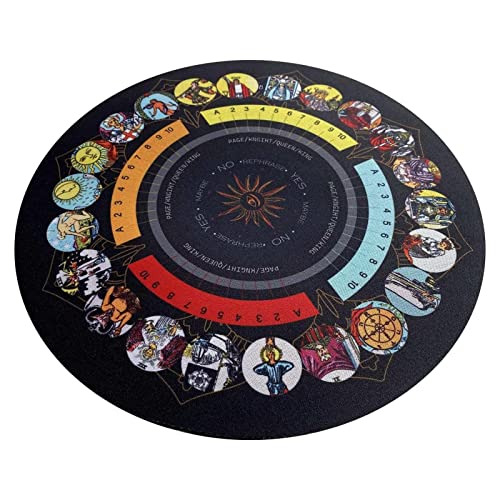 Vecksoy Divination Mat - Mantel de cartas de tarot |  Placa de péndulo metafísico, regalo único de bruja para curación espiritual, meditación, 8.7 in de diámetro