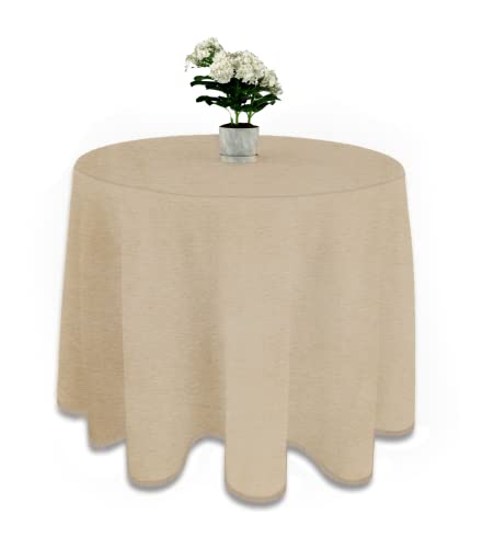 Manteles redondos de chenilla con falda de mesa (beige, 90 cm)