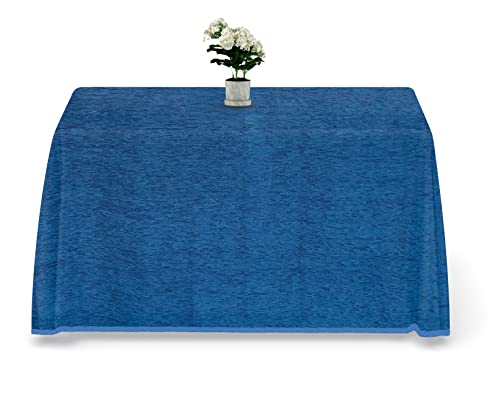 Manteles rectangulares con faldón de mesa extensible de chenilla (azul, 60_x_110_cm)