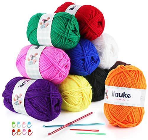 Ovillos de lana 500g hilo acrílico multicolor para tejer a mano con aguja de punto de ganchillo (10 colores)