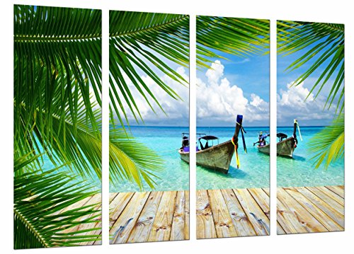 Cuadro fotográfico Barcos en el mar, Playa Paradisiaca Tamaño total: 131 x 62 cm XXL