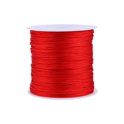 Cordón rojo, pulsera de hilo rojo, hilo chino para pulseras, hilo de nailon rojo, 100 m x 0,8 mm, cordón de nailon con nudo chino, hilo de cordón de macramé rojo, para abalorios, macramé, fabricación de joyas