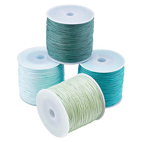 PandaHall - Cuerda de nailon azul de 0,8 mm, 436 yardas, cordón de nudo para collar, pulsera, joyería, cordón de corte.