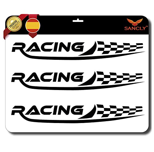 SANCLY®: Paquete de 3 pegatinas de ajuste de deportes de carreras para automóvil, motocicleta, quad, ATV (NEGRO)
