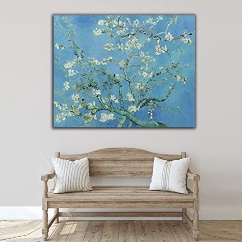 Pintura en lienzo Vincent Van Gogh Unknown Almond Blossom - Varios tamaños - Lienzo con marco de madera de 3 cm - Impresión de alta resolución (50, 39)