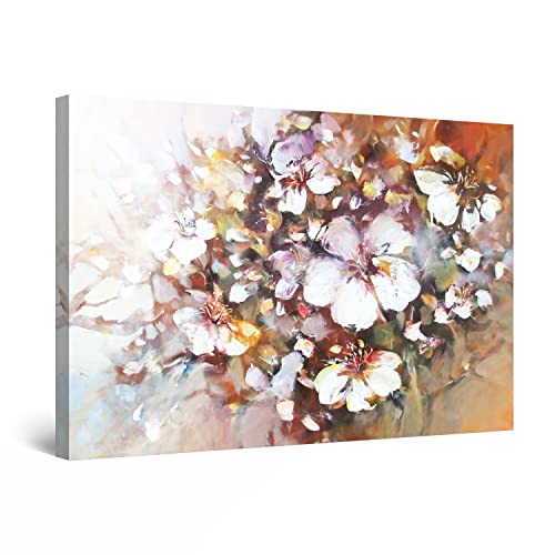 Startonight cuadro moderno sobre lienzo Ramo de flores blancas - cuadro de naturaleza para decoración de salón grande 80 x 120 cm