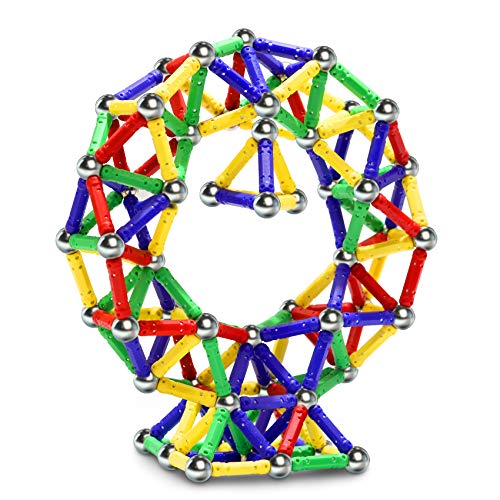 Jvchengxi 144 piezas de palos magnéticos, bloques de construcción magnéticos, juego de juguetes educativos para adultos y niños (a partir de 5 años)