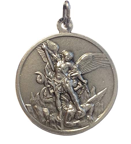 Medalla San Miguel Arcángel - Realizada en Relieve - Tamaño Grande - Tamaño Grande - 32 mm