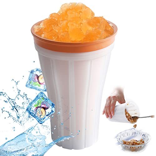 Taza para Hacer Granizados, RosyFate Slushy Maker Cup, Frozen Magic Cup, Squeeze Cup, Taza de Enfriamiento, Batidos Congelados, Ice Maker Cup(Naranja)