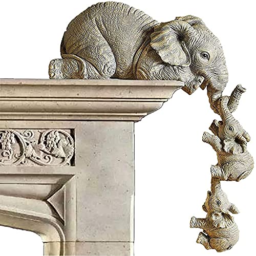 Estatuillas de elefantes cariñosos, estatua de adorno colgante de madre y dos bebés de 3 piezas, escultura de elefante de resina hecha a mano para el hogar, hotel
