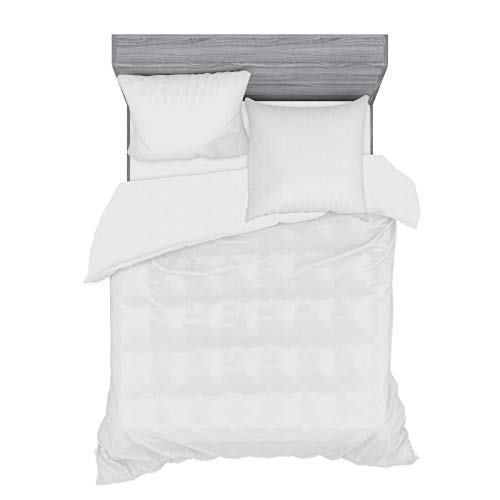 ABAKUHAUS Juego de funda nórdica de algodón Juego de cama decorativo de 3 piezas con 2 fundas de almohada 200x200cm Blanco