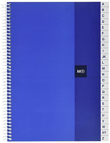 Miquelrius - Índice de colores, tamaño 4, 100 hojas, cuadrícula de 5 mm, índice alfabético, cubierta de cartón, color azul