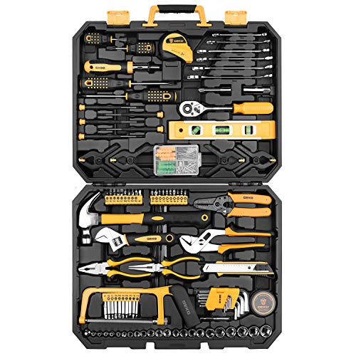 DEKO Juego de llaves y herramientas de 168 piezas, herramienta de reparación de automóviles, caja de herramientas de plástico, juego combinado combinado