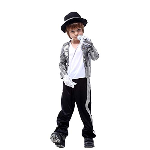 LOLANTA Disfraces de Halloween para niños Ropa de Michael Jackson Ropa de baile de escenario (6-7 años)