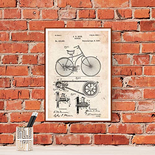 Cartel de licencia de bicicleta.  Hoja de encuadre.  Patentes, planos de invenciones famosas.  Decoración hogareña.  Tamaño (A3)