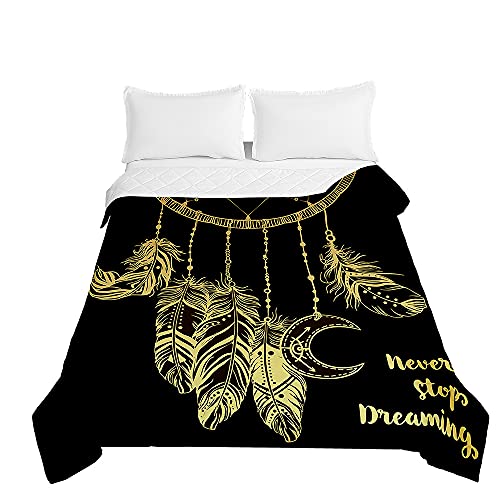 Oduo Modern Summer Bouti Quilt - Funda de cama acolchada, suave y cómoda, fresca, lavable, para primavera y temporada media, para bodas (negro, 180 x 220 cm)