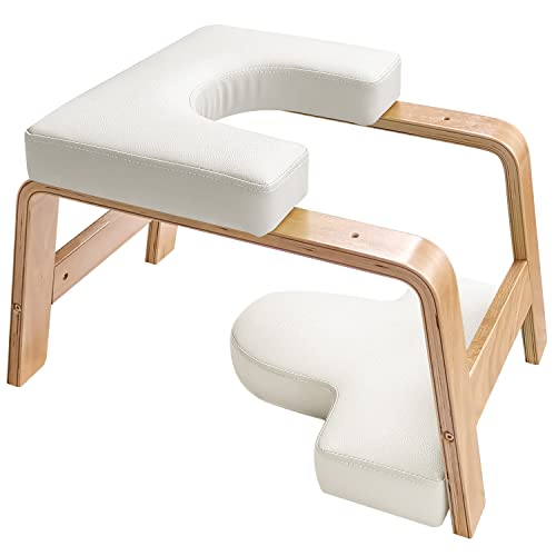 Restrial Life Inversion Yoga Chair - Silla de yoga de pie para gimnasio familiar - Almohadillas de madera y PU - Alivia la fatiga y construye el cuerpo (Blanco)