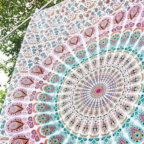 Aakriti Gallery Hippie Mandala Tapiz para colgar en la pared para dormitorio (213,3 cm x 139,7 cm) 100% algodón rosa 85 x 55 pulgadas