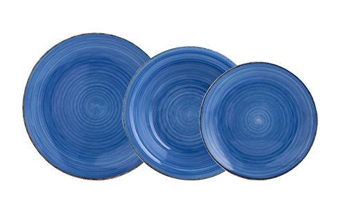 Vajilla Quid Vita, 18 piezas, cerámica, azul, 32x30x30 cm