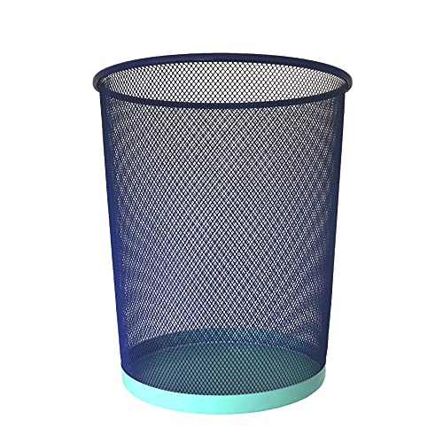 CRACK – Papelera de oficina.  cubo de basura de metal de 29 centímetros de diámetro y 34 centímetros de altura (azul)