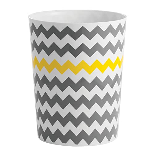 mDesign Papelera de plástico para oficina, cocina o baño - Papelera de diseño moderno ideal - Diseño en zigzag - Amarillo/Gris