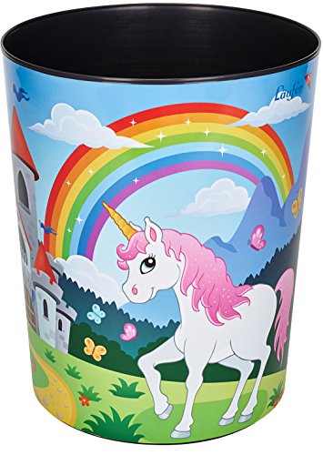 Cubo de basura impreso Cubo de basura de 13 litros perfecto para el color del unicornio plástico duradero redondo del dormitorio de los niños