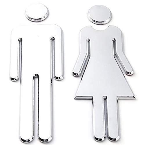 Letreros de baño Mujer + Hombre 12x4cm Letreros de puerta Letrero de baño Letrero de baño femenino y masculino Fácil de pegar
