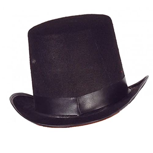Sombrero alto de fieltro negro Acan Classic para jóvenes y adultos para carnaval, halloween y fiestas.  Tamaño 18 x 29 x 32 cm