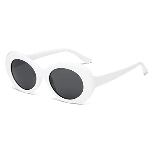 Long Keeper Gafas de sol unisex - Gafas de sol retro ovaladas blancas UV400 Gafas de sol de influencia Gafas retro para mujeres Hombres 50 mm