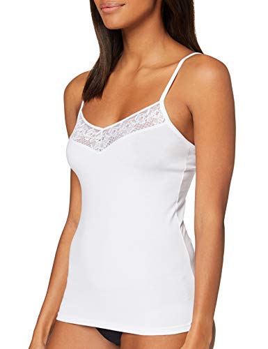 Camiseta de mujer Skiny Damen Spaghettishirt Smart Cotton Tank Top, Weiß, 36