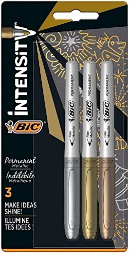 BIC Intensity - Marcadores permanentes de color metálico, paquete de 3 rotuladores, colores metálicos