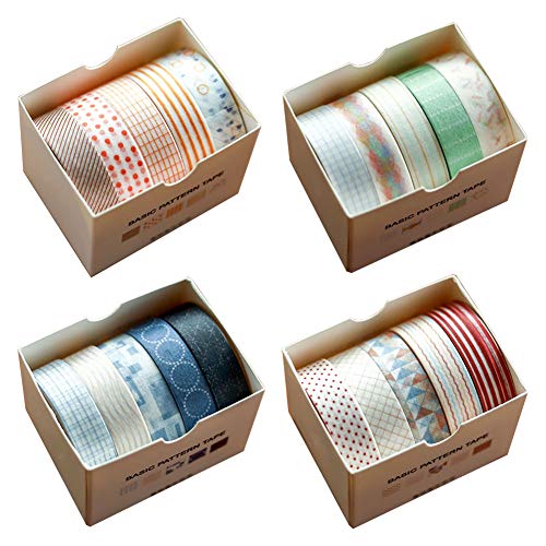 Juego de cintas washi de cuatro temas, 20 piezas, 10 mm x 5 metros, cinta decorativa para álbumes de recortes, envoltura de regalos, bricolaje
