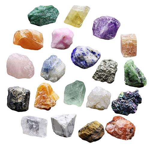 iFCOW 20 Piezas Colección de Piedras Minerales Educación Geología Cristales de Energía Especímenes Minerales Naturales