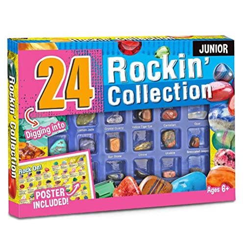 Caja de muestras de rocas minerales naturales ZHAOCI, colección de gemas y cristales, guía de estudio, cajas de regalo minerales para juguetes educativos para niños
