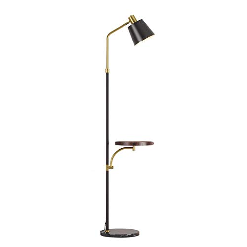 Lámpara de pie Lámpara de pie LED de mesa de madera, lámpara de lectura de pie con puerto USB incorporado, lámpara de pie LED para el cuidado de los ojos para sala de estar (Color : Black)
