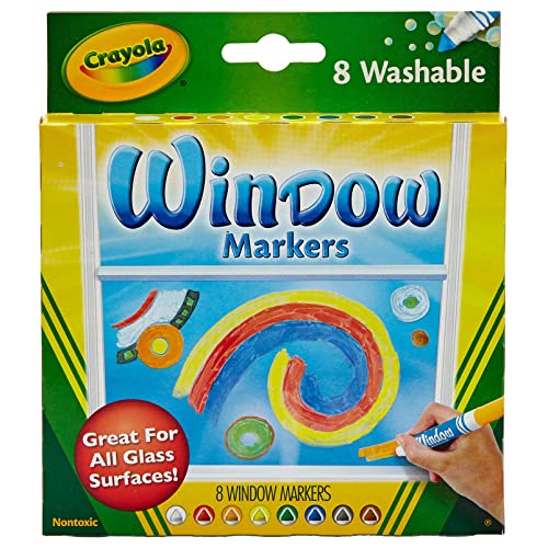 Crayola 58-8165 - 8 marcadores de ventana lavables, colores/diseños surtidos