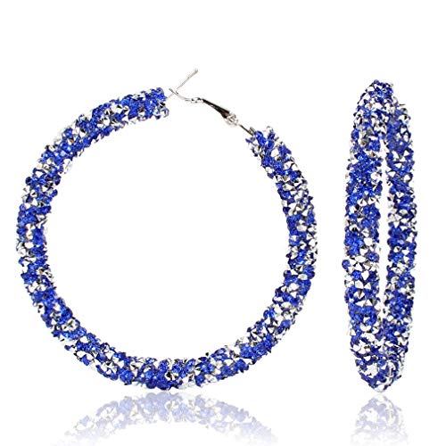 YAZILIND Pendientes simples Pendientes de aro de diamantes de imitación redondos Regalo de joyería de oreja de mujer Azul