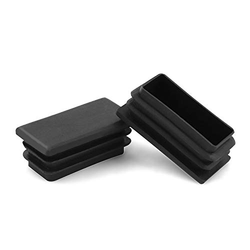 QWORK 10pcs 25 x 50 mm negro tapones de tubo de plástico rectangulares para patas de silla