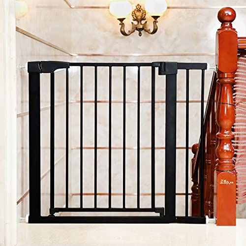 Puertas de seguridad para niños Barrera de escalera de seguridad sin perforación para puertas y escaleras Valla de seguridad para niños Rejilla de seguridad para bebés y mascotas, Negro
