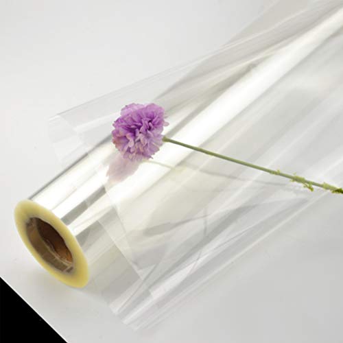 STOBOK película de celofán transparente Rollo de película de celofán transparente para cestas de flores Artículos de regalo / 44cmx25m